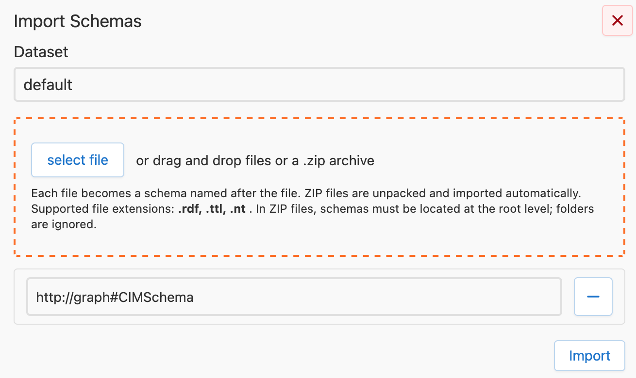 Import schema dialog